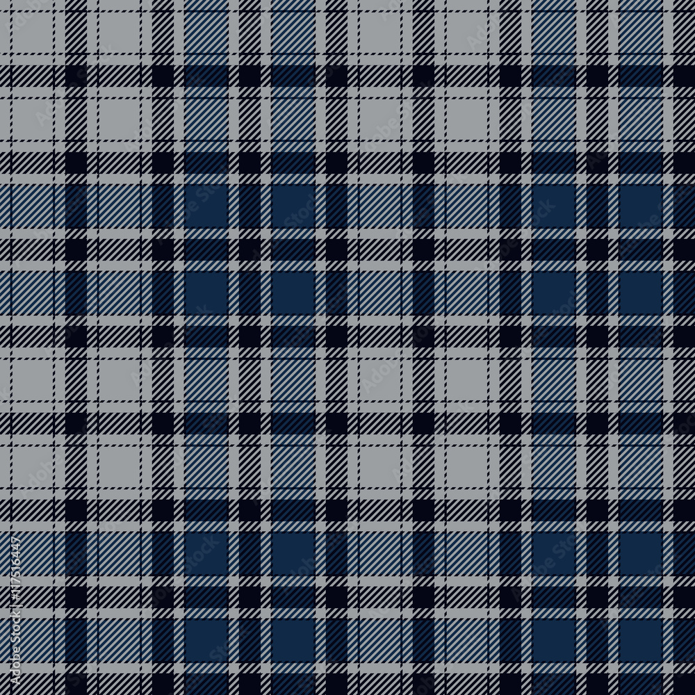 Fototapeta premium Blue diagonal check plaid seamless fabric texture