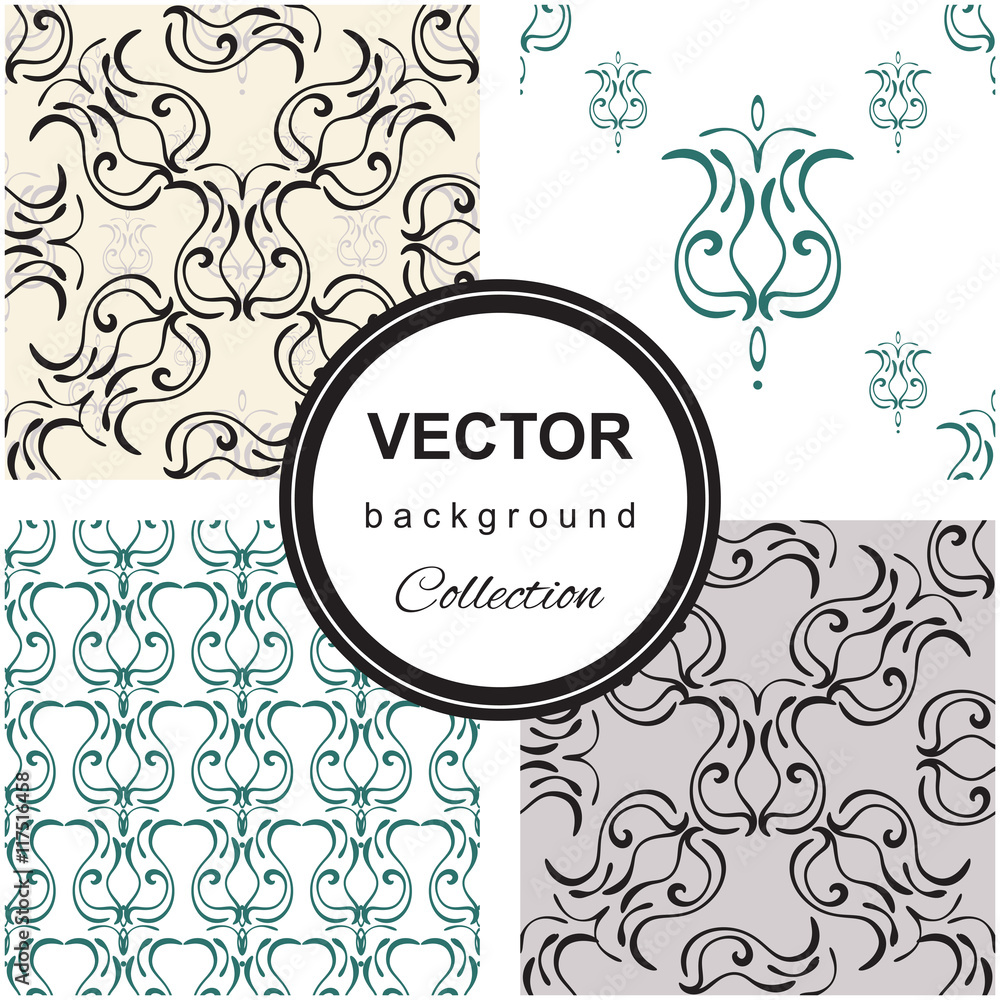 Hand drawn flower seamless pattern collection Hand drawn flower seamless pattern collection