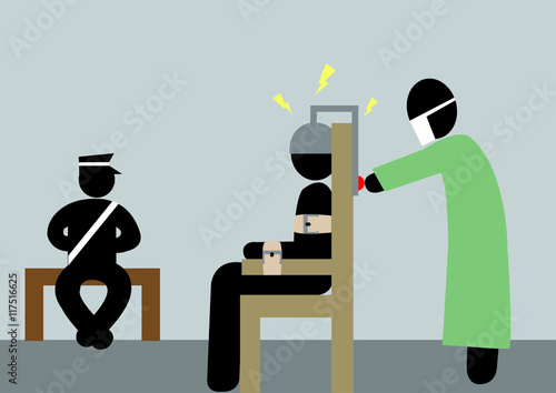 Illustration Elektrischer Stuhl; Hinrichtung;  Todesstrafe; Exekution; Urteil; Vollstreckung
