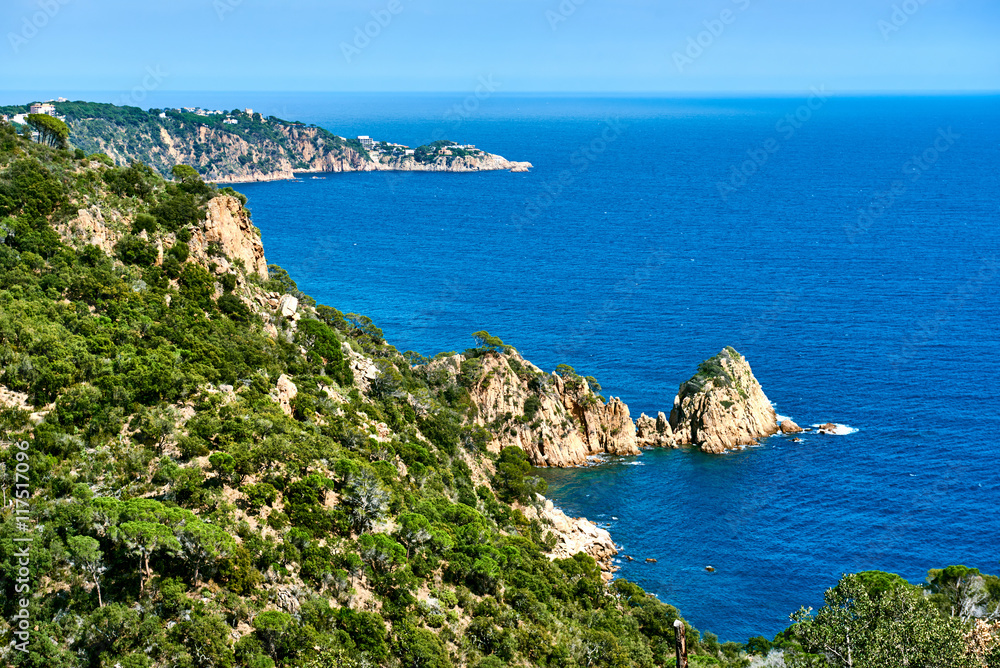 Rocky seaside of Cala Salionc. Spain