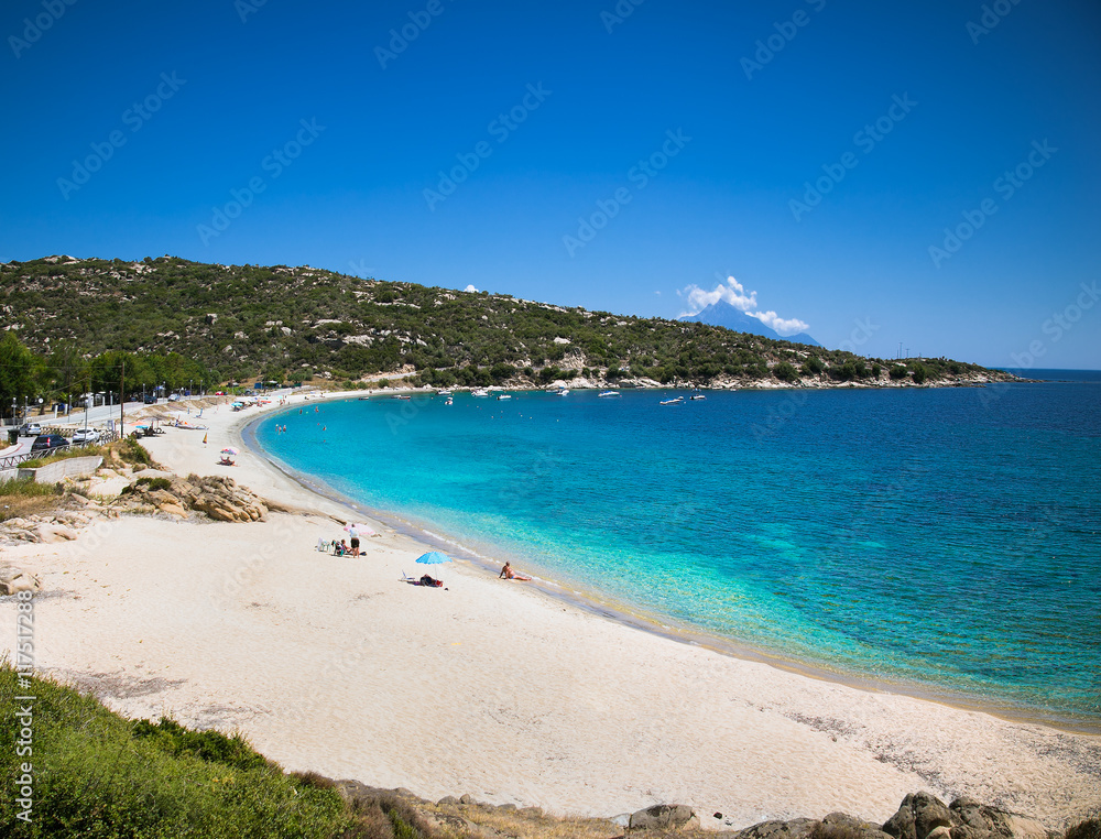 Fototapeta premium Beautiful Valti beach on the east coast of Sithonia, Halkidiki,