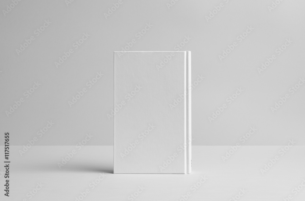 Hardcover Canvas Book Mock-Up- Backside. Wall Background Hardcover Canvas Book Mock-Up- Backside. Wall Background