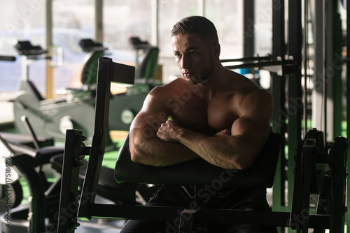 Muscular Man Resting After Exercise