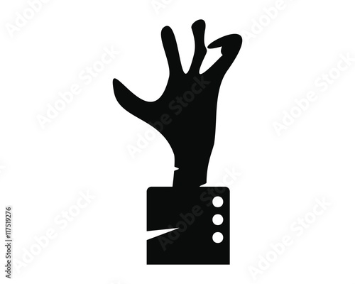 Zombie hand with four fingers icon
