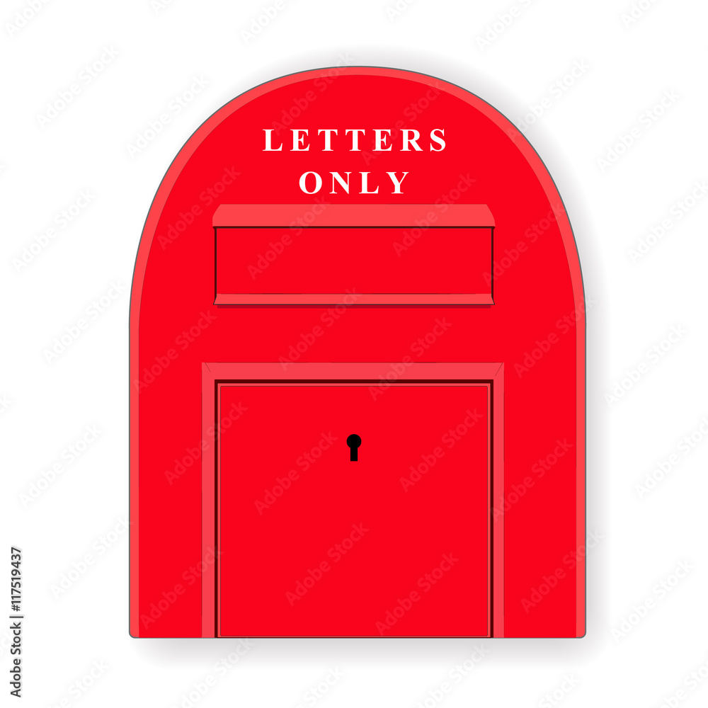 Red post box. Mailbox. Letterbox. Isolated illustration. Vector.