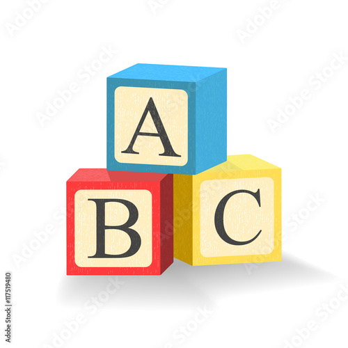 Building ABC block. Cartoon vector illustration. Playing wooden alphabet cube. logic game. Kid play developement. stack game learning.
