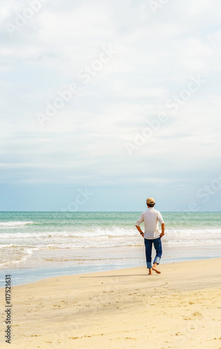 Man at the China Beach in Danang in Vietnam