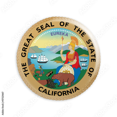Badge US State Seal California, 3d illustration