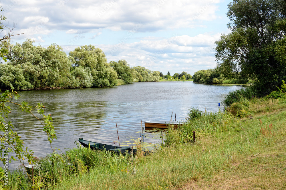 Havel river (Brandenburg, Germany). boats on shore Havel river (Brandenburg, Germany). boats on shore