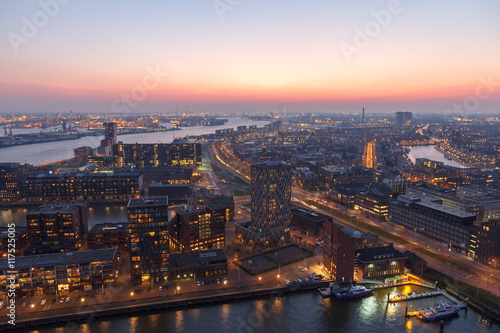 Rotterdam harbor at sunset © VanderWolf Images