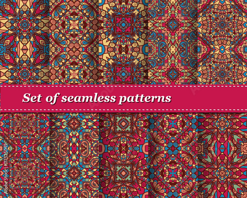 Set of vector seamless abstract pattern. Background for design and fashion. Arabic, Indian patterns