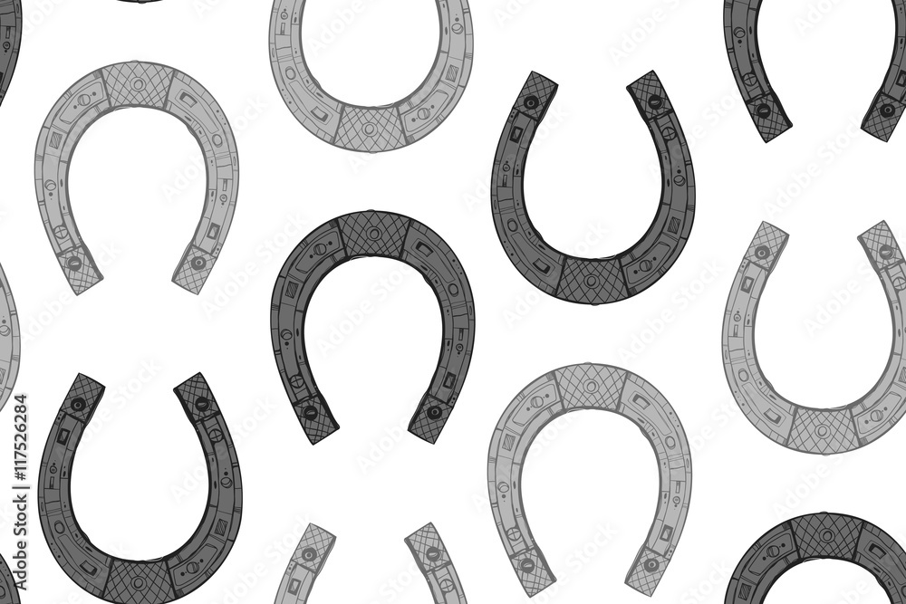 Seamless texture with iron horseshoes. Repeating texture. Nice