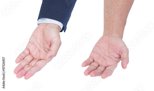 Man hand opened isolated on white background