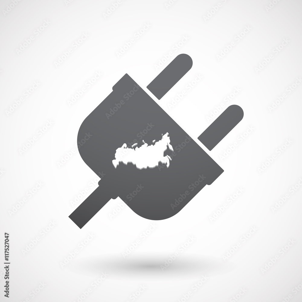 Isolated male plug with a map of Russia Isolated male plug with a map of Russia