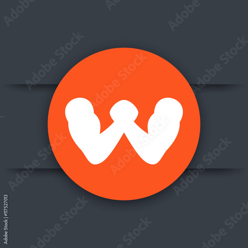 arm wrestling round icon, vector illustration