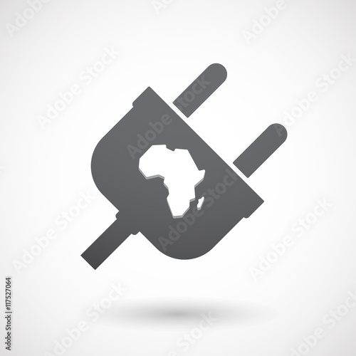 Isolated male plug with a map of the african continent