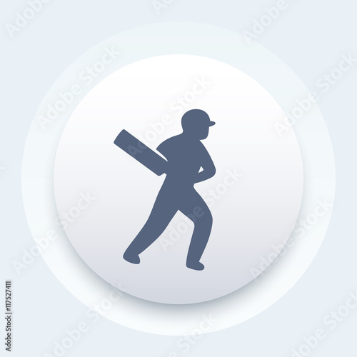 Cricket icon, batsman, cricket player with bat