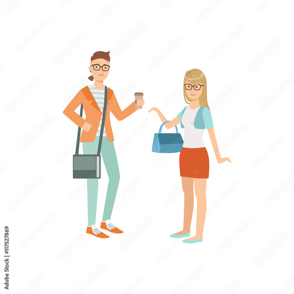 Obraz premium Two Students In Hipster Trendy Outfits