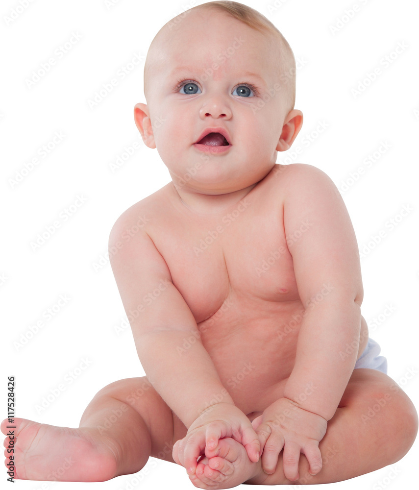 Cute baby boy sitting on white background Cute baby boy sitting on white background