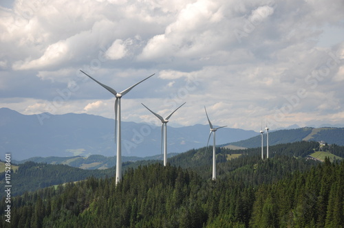 Steiermark, Stubalpe, Alm, Pferdeweide, Windkrafträder, Lifttrasse, Pass, Ausflugsberg photo