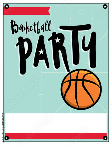 Basketball Party Invitation Template Illlustration