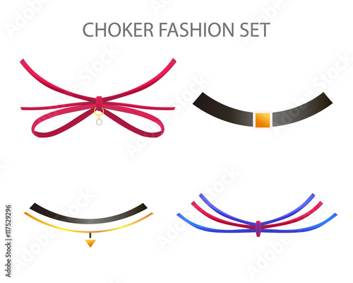 Realistic Modern Necklace - Choker. Vector Set.