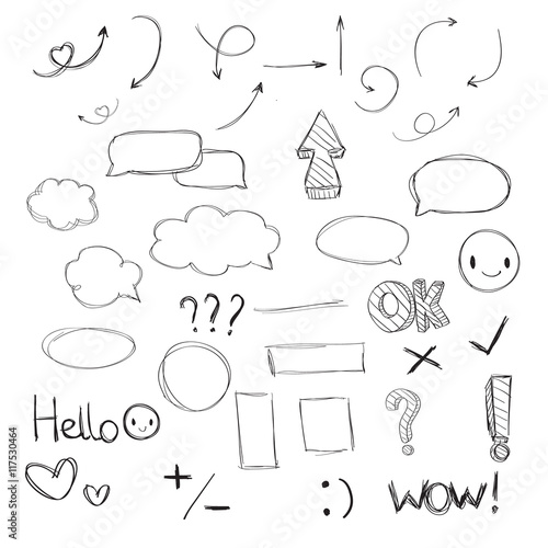 Set of hand drawn doodle elements