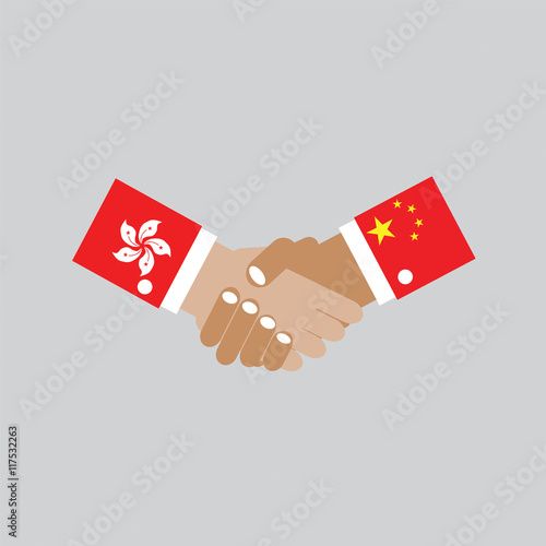 Business Handshake Vector Illustration. Hongkong and China
