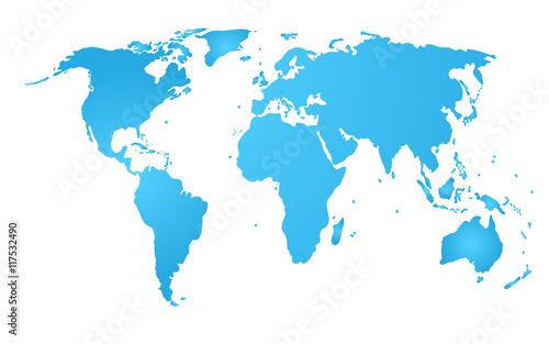 Blue World Map Vector  