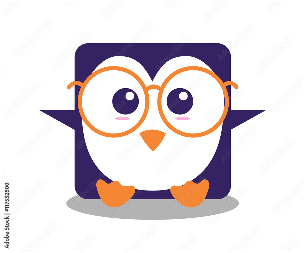Genius Cartoon Cute Penguin with eye glass Stock Vector | Adobe Stock