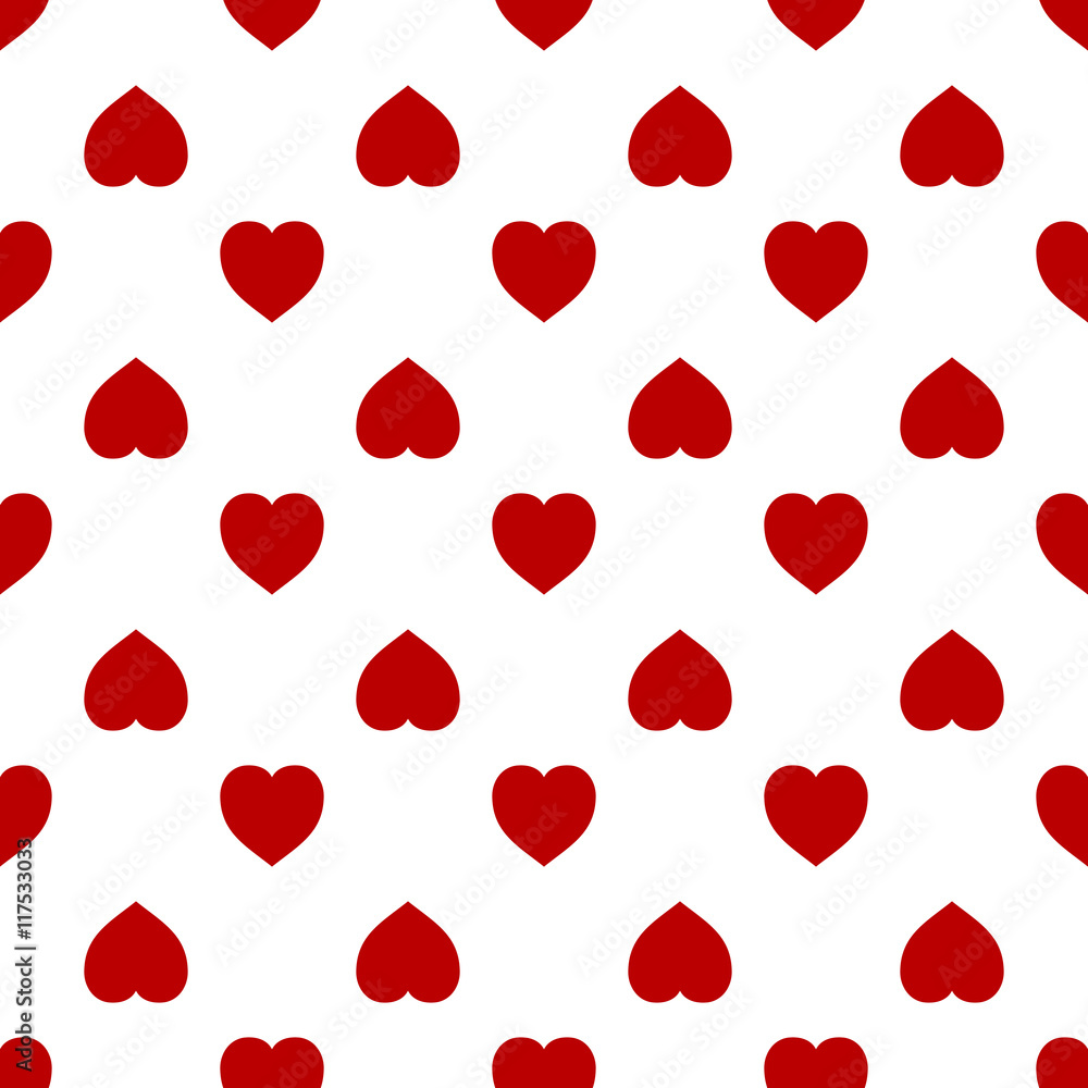 Abstract geometric seamless pattern made of hearts.