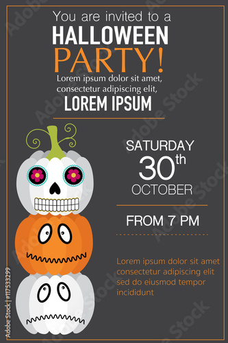 Halloween party invitation cards with jack o lantern vector. ill