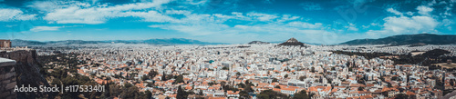 Panorama view of the city of Athens , Greece