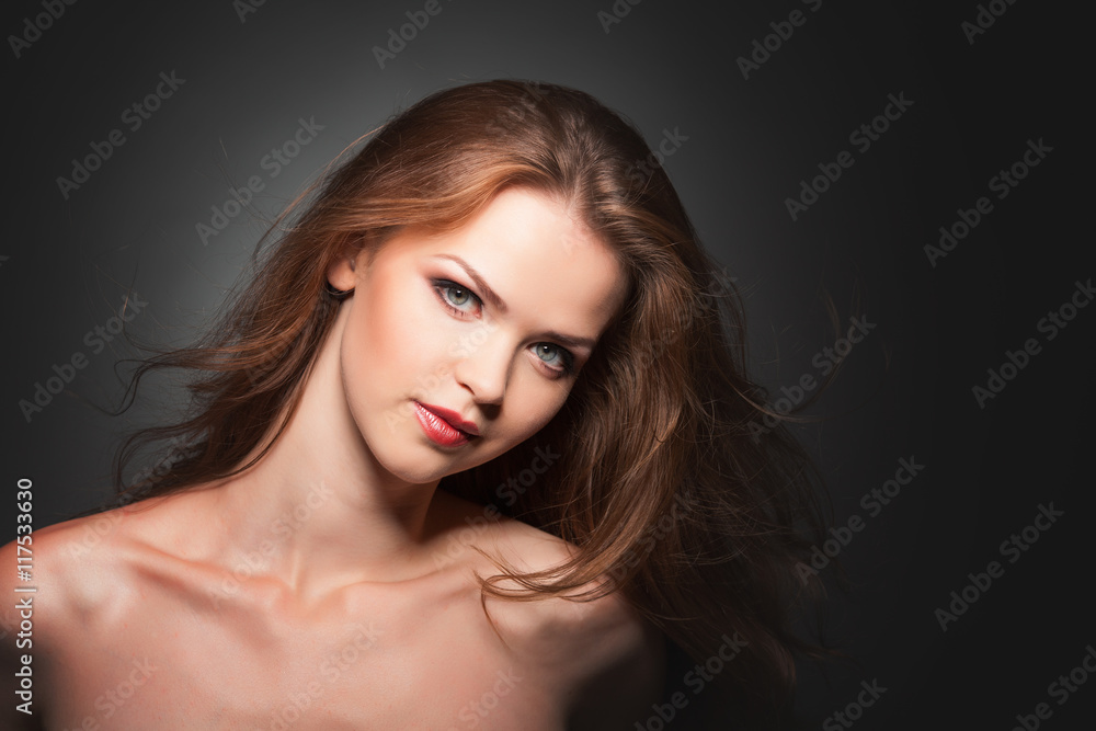Beautiful model with curly brown hair Beautiful model with curly brown hair