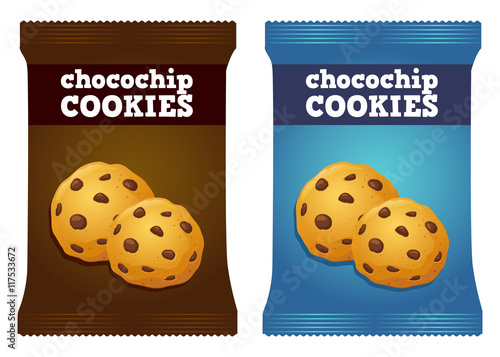 Chocolate Chips Cookie Snack Packaging Vector
