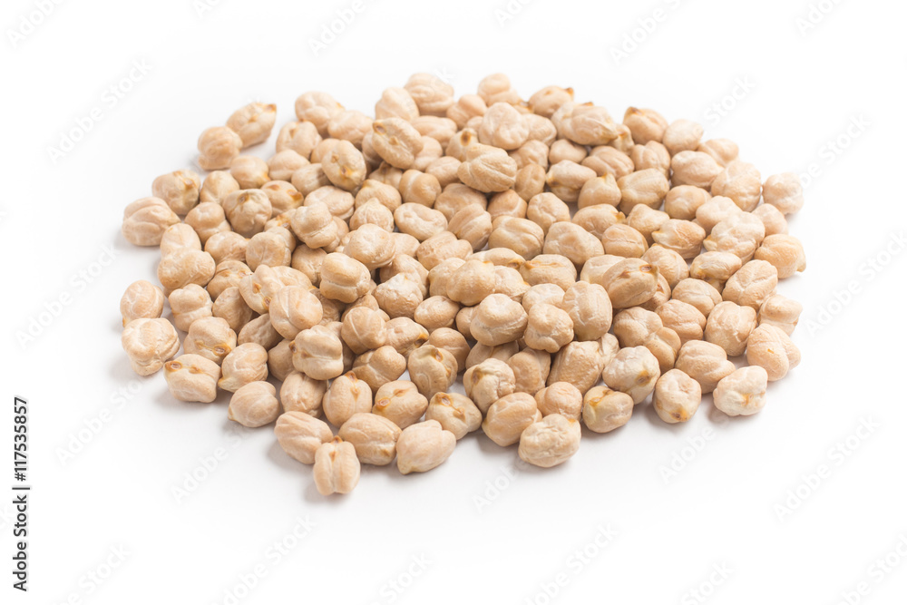 Close-up on a raw Chickpeas in white background. Close-up on a raw Chickpeas in white background.