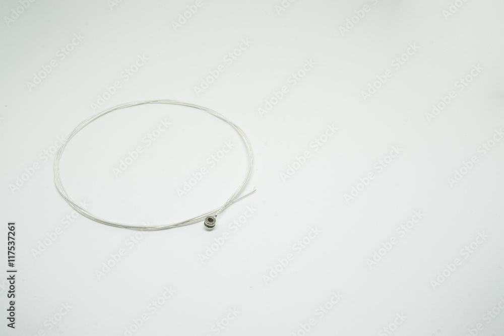 The guitar string on the white background. The guitar string on the white background.