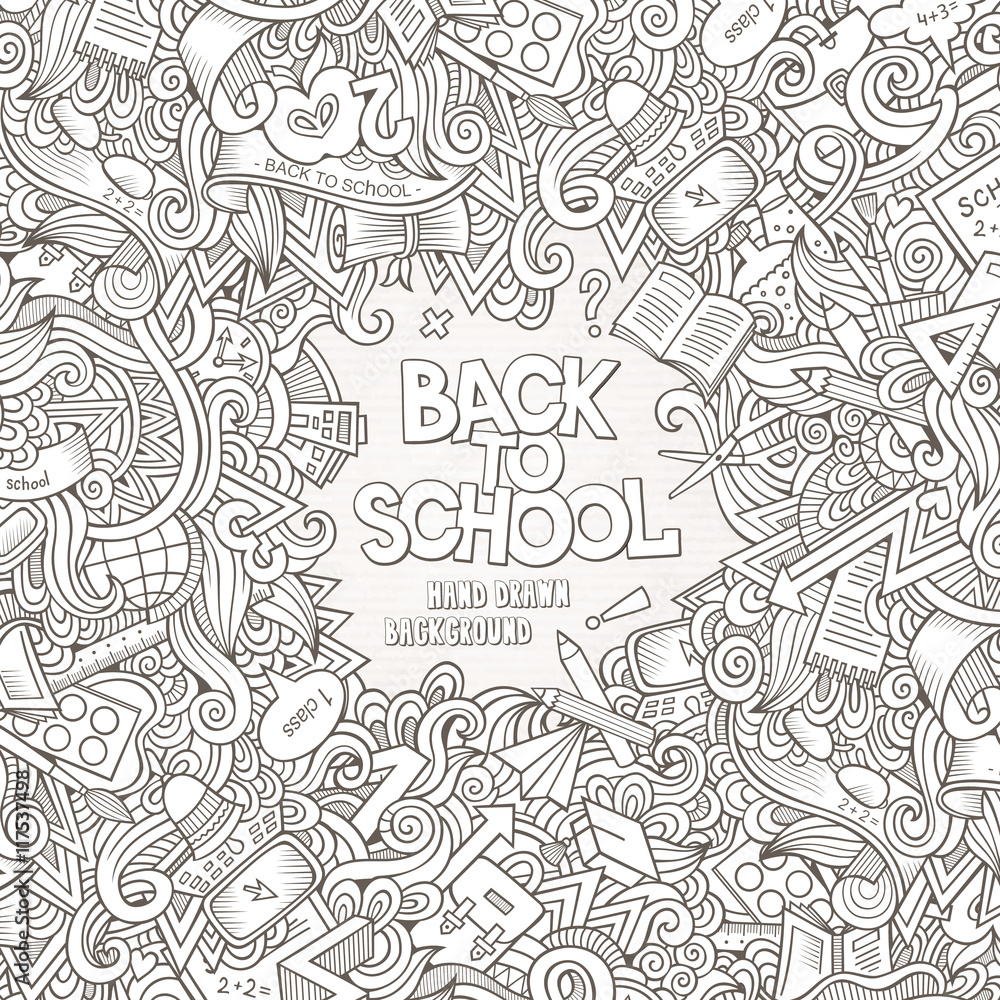 Cartoon vector doodles hand drawn school frame Cartoon vector doodles hand drawn school frame