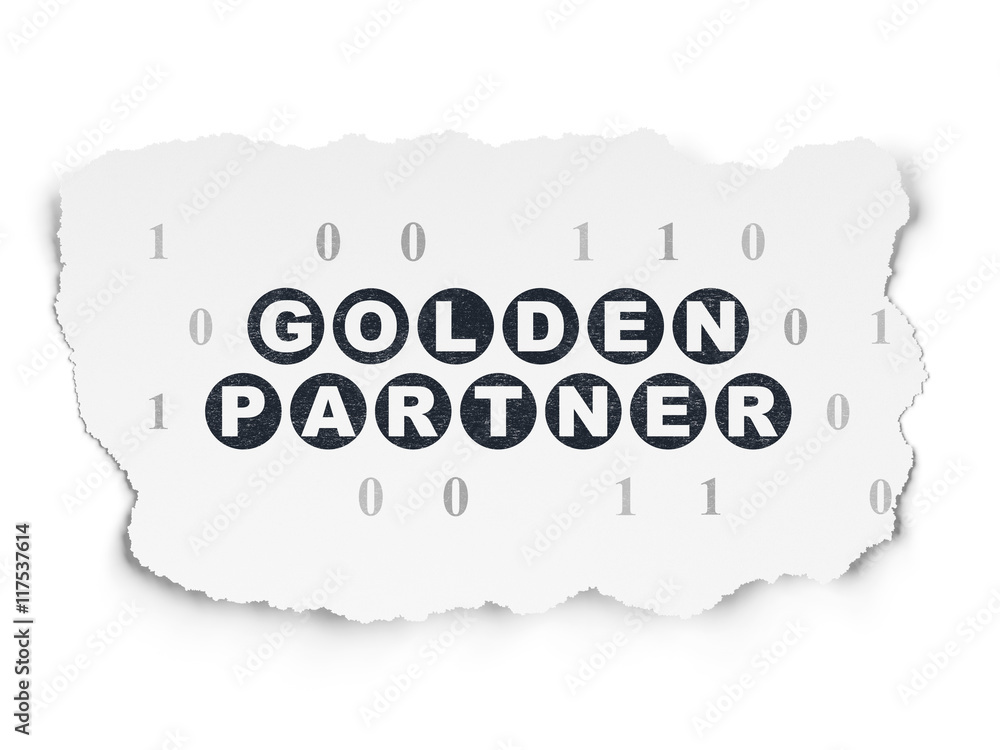 Finance concept: Golden Partner on Torn Paper background Finance concept: Golden Partner on Torn Paper background