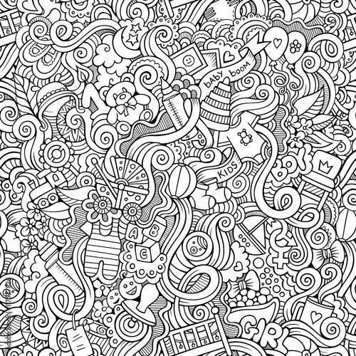 Cartoon vector doodle children seamless pattern © balabolka