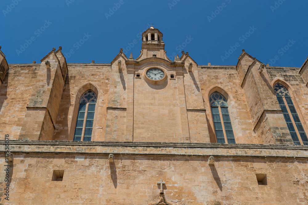 Facade of a christian church with clock