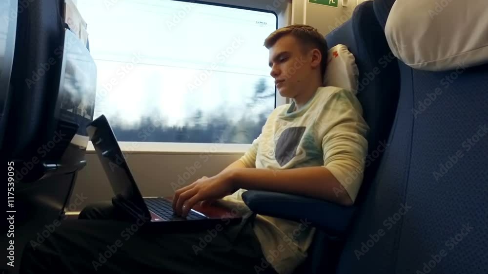 boy traveling on the train boy traveling on the train