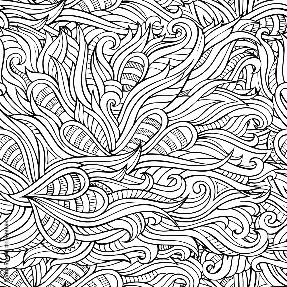 Fototapeta Abstract vector decorative nature hand drawn seamless pattern