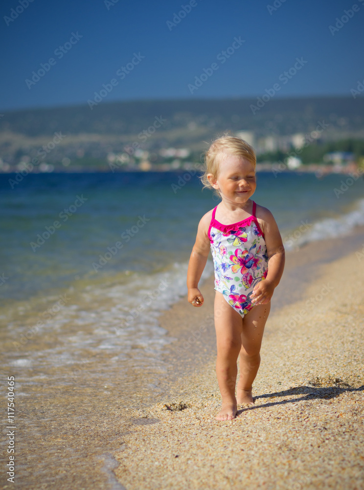 Girl on sea coast Girl on sea coast