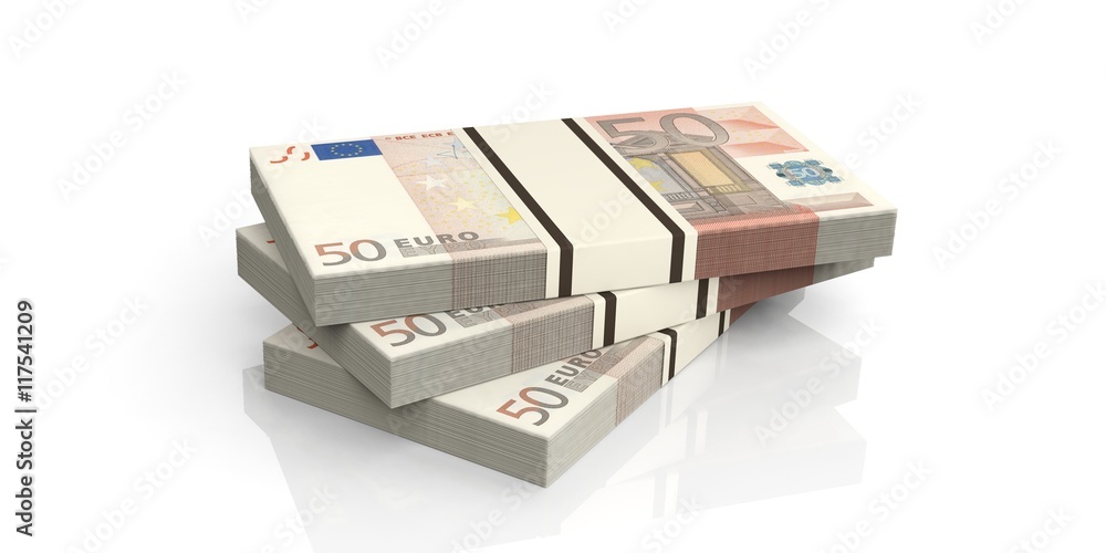 3d rendering fifty euro banknotes stacks 3d rendering fifty euro banknotes stacks