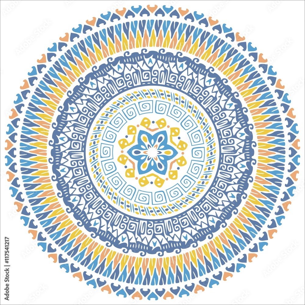 Vector mandala background with bohemian, Oriental, Indian, Arabic, African motifs.