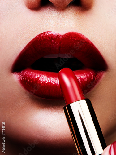 red lips with lipstick