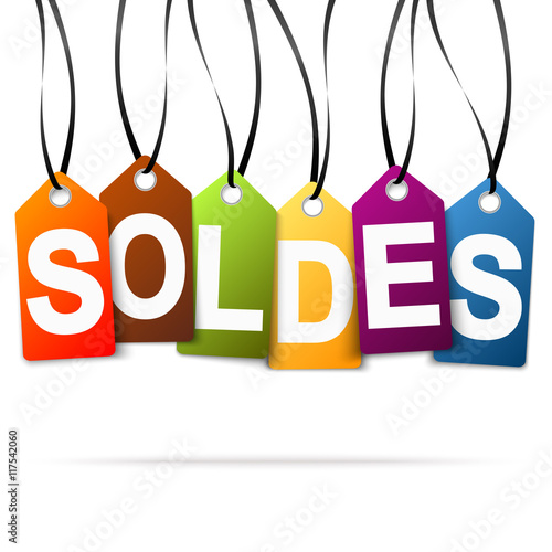 six hangtags with sale (in french)