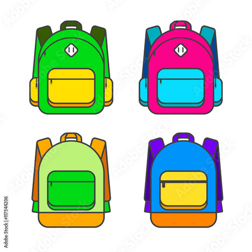 School bag vector illustration. Colorful school bag vector icon.