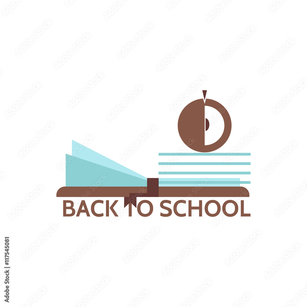 Fototapeta premium Book icon isolated on white background. Vector illustration concept web school icon flat style. Styling open book pages and the apple concept